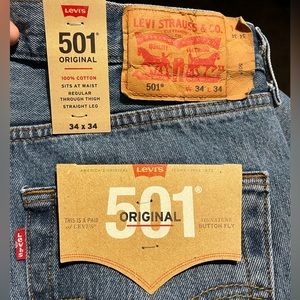 Mens Levi’s 501 Regular Straight Leg Jeans 100% Cotton NWT